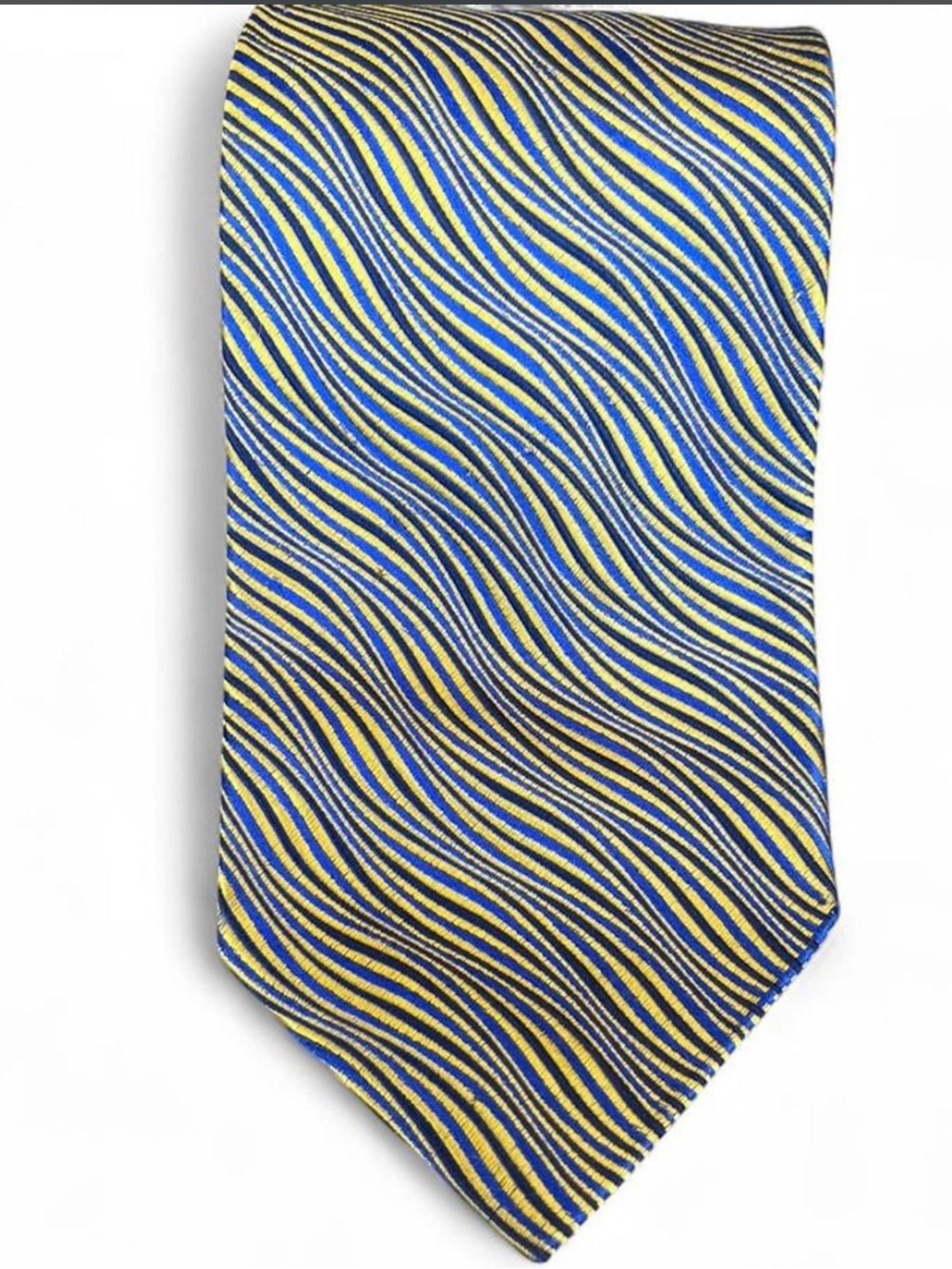 Gucci Men’s Neck Tie Yellow and Blue 100% Silk